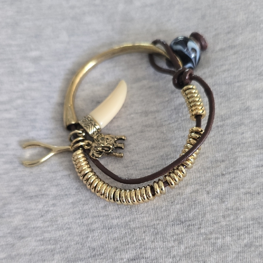NEW Gold and Brown Bracelet with Charm